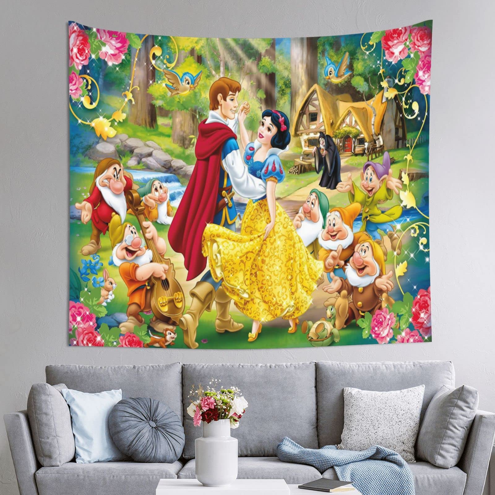 Amazon.co.jp: 白雪姫と7人の小人 個性的な背景壁装飾掛布、玄関の大